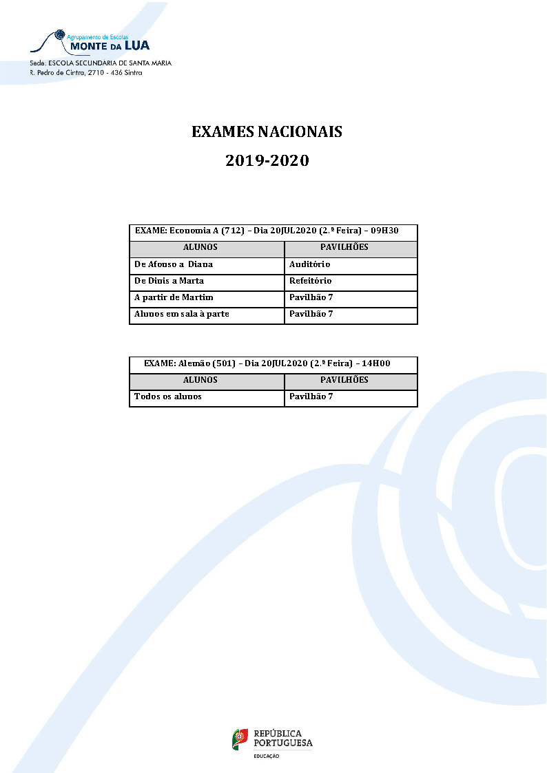 Exames Nacionais Pavilhões A