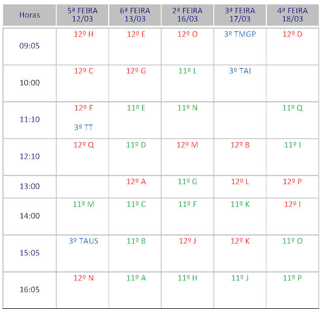 Horário inscrição exames