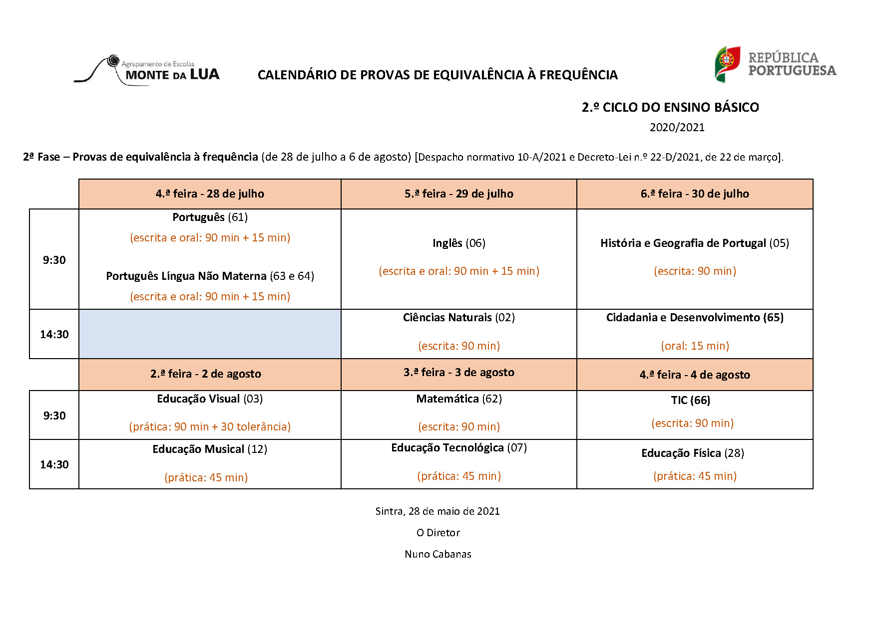 Calendário PEF 2 ciclo 2021 Página 2