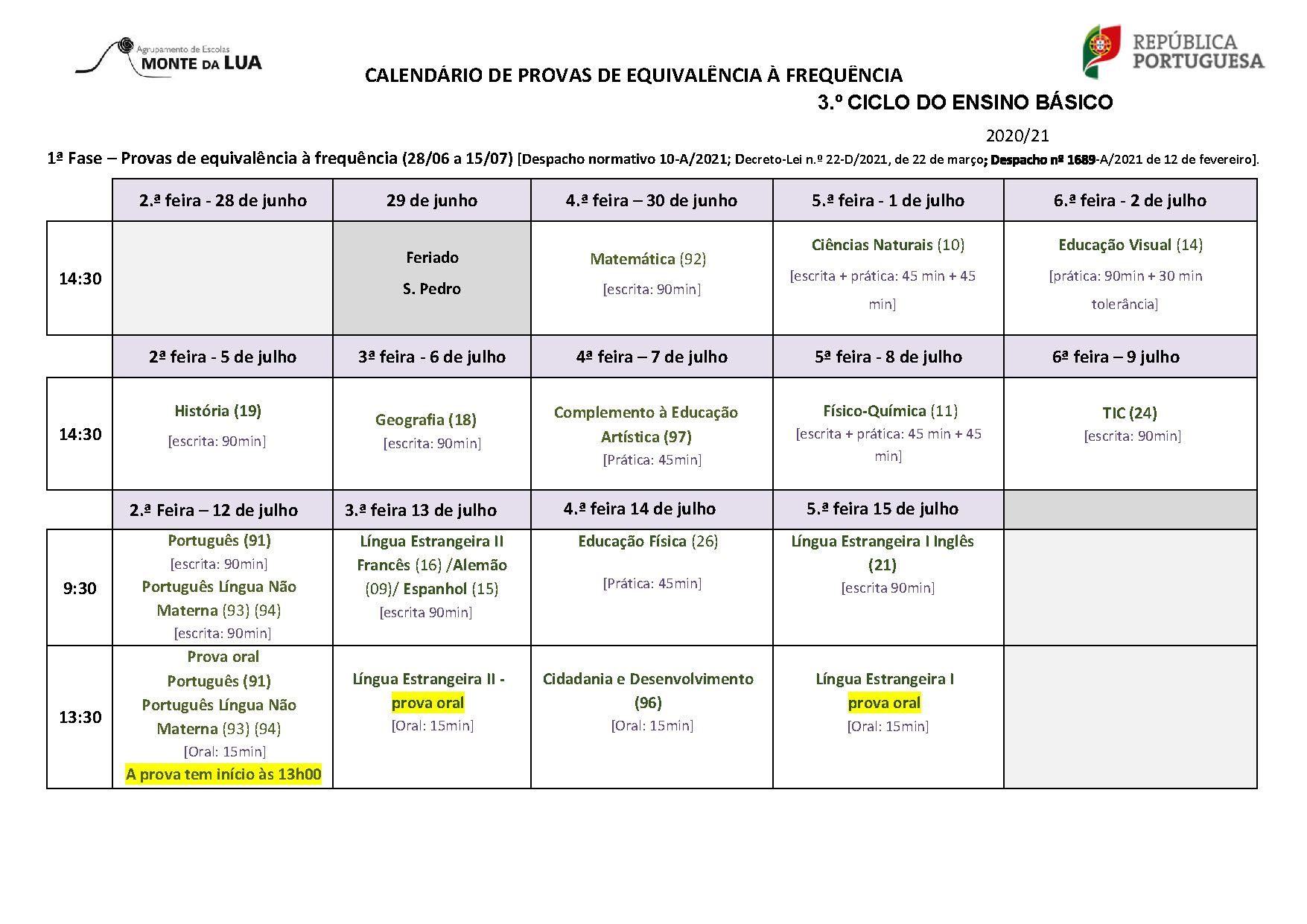 calendario pef 3 ciclo 1 2 fase 2021 Página 1